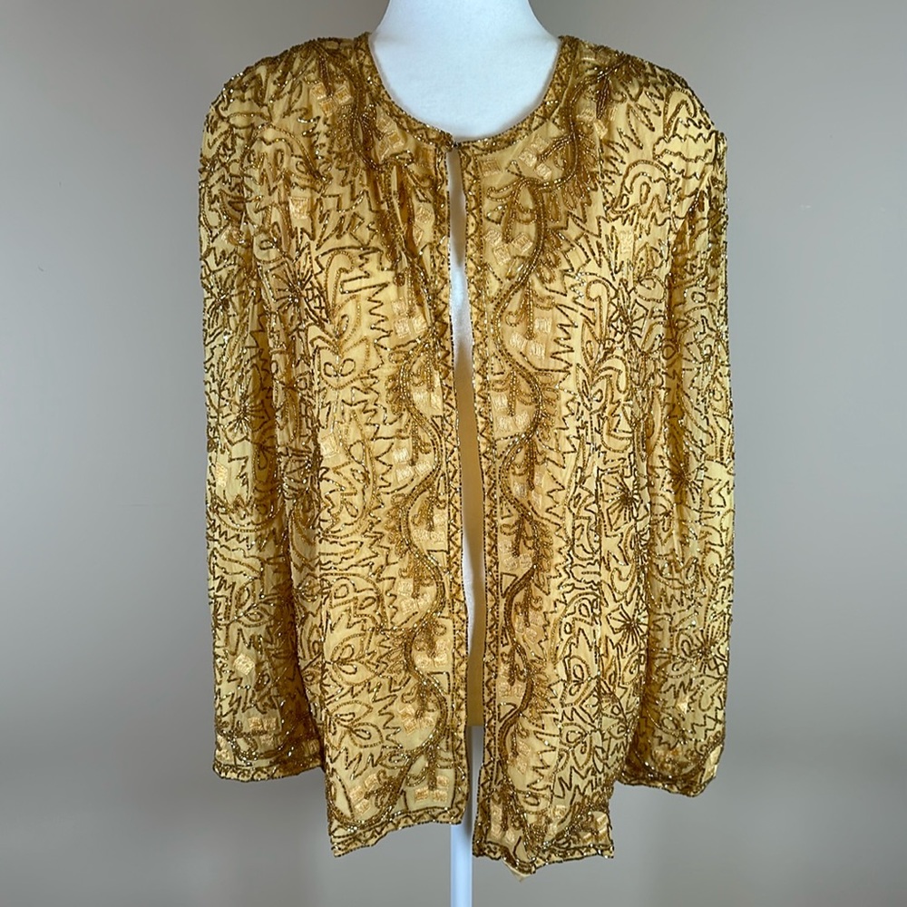 Elle Belle Beaded Silk longsleeve Formal Jacket Women’s XXL
